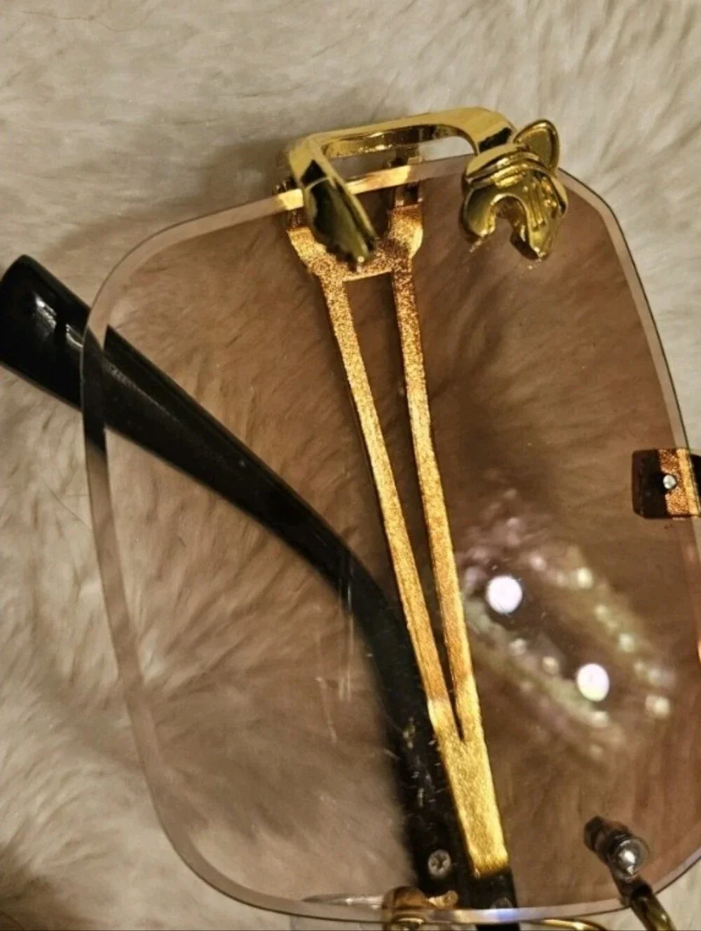 Michael Kors Gold Rimless Jaguar Detail Sunglasses Rose Tint With Hardshell Case